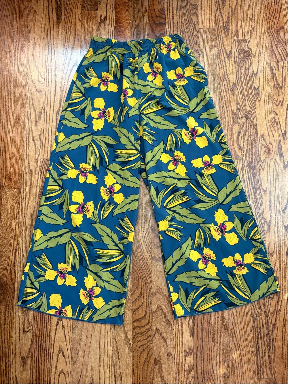 Toad&Co Sunkissed Wide Leg Pants Tropical Floral Blue Cropped Small - Picture 2 of 11